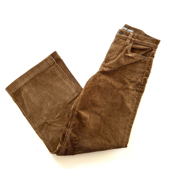 Lands’ End Dark Toffee Tan High Rise Wide Leg Cotton Corduroy Pants - Picture 2 of 9